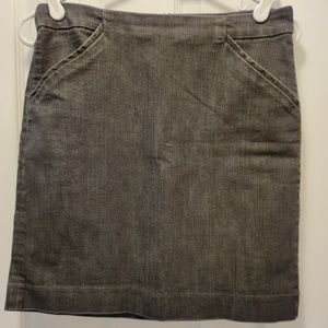 Faded black denim pencil skirt